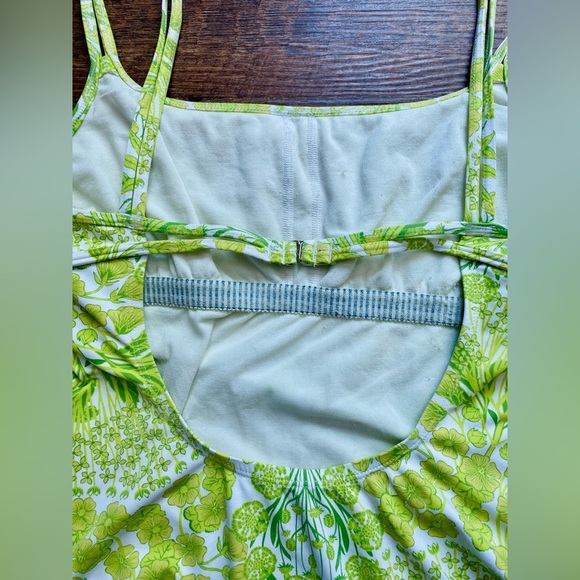 TOMMY HILFIGER swimsuit one piece bright green sz 10 EUC tropical floral bathing - Picture 6 of 16